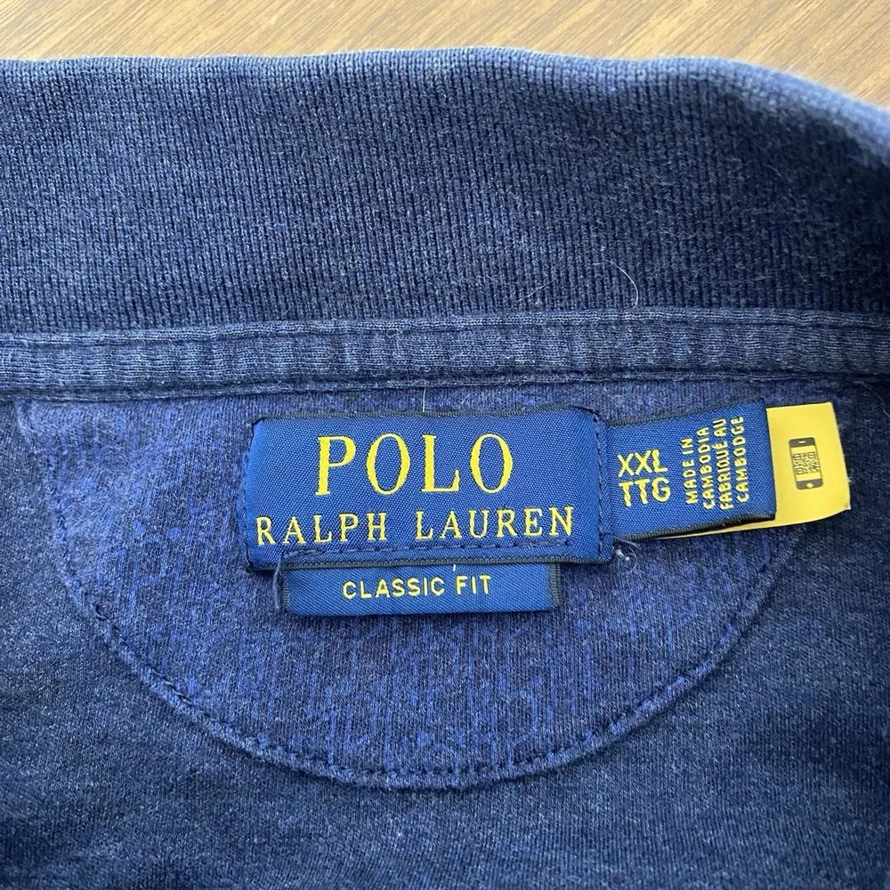 Polo Ralph Lauren Polo Shirt Mens XXL Blue Pattern Custom Slim Fit Short Sleeve